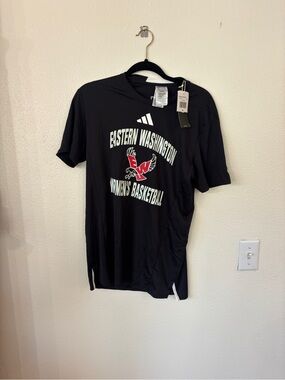 adidas Black Eastern Washington Women's Basketball Tee with Red Logo